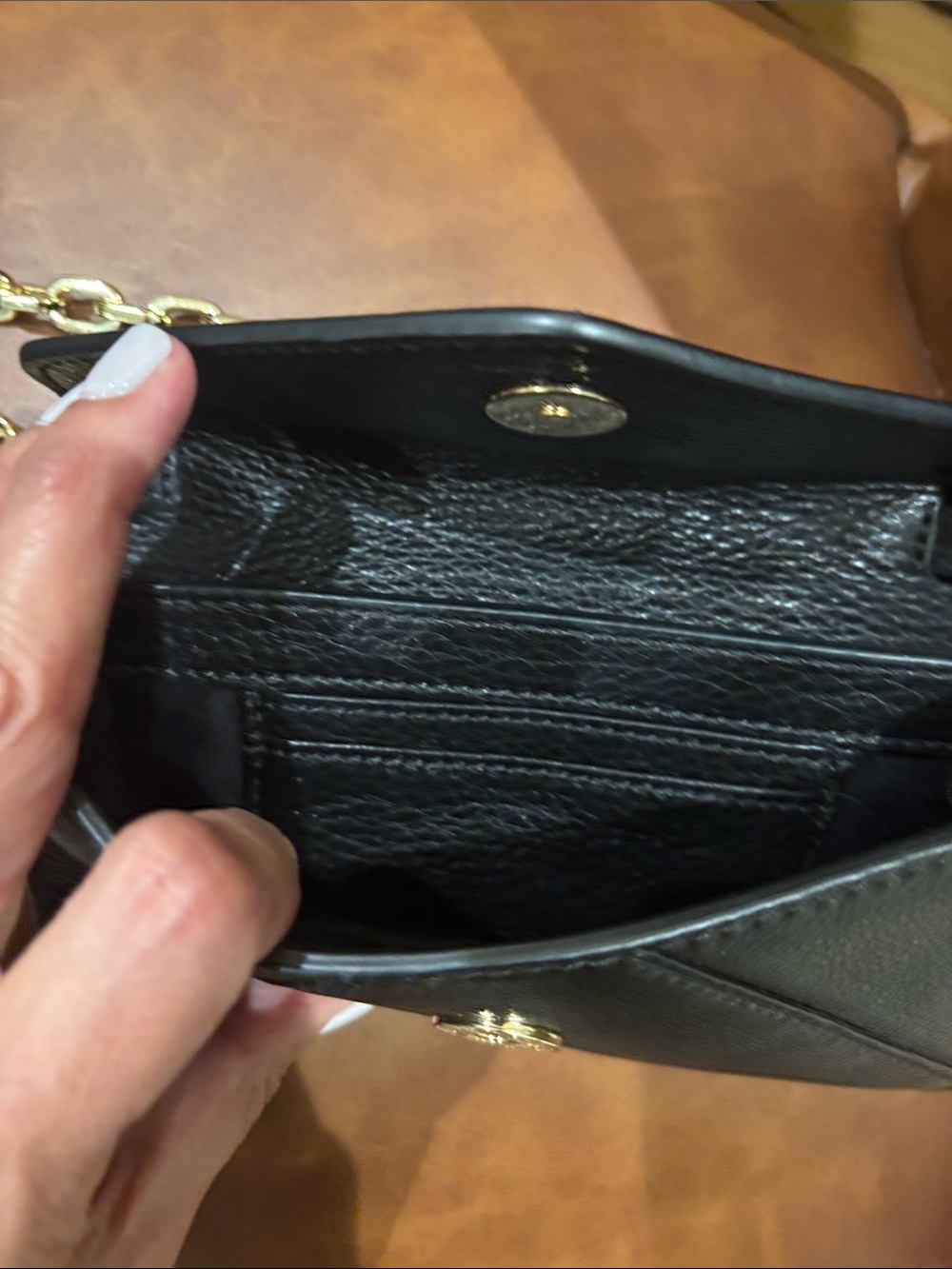 Tory Burch Black Leather Crossbody with Gold Chain - Picture 4 of 9